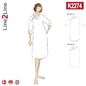Line2Line-K2274-Kjole med ståkrave og skrå stolpe