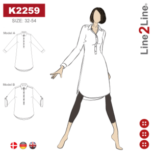 Line2Line-K2259-Skjortekjole med stolpelukning