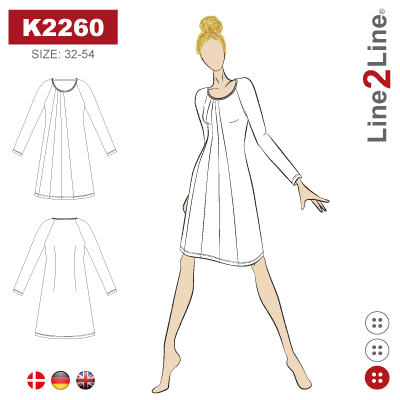 Line2Line-K2260-Raglan kjole med kiler- stræk