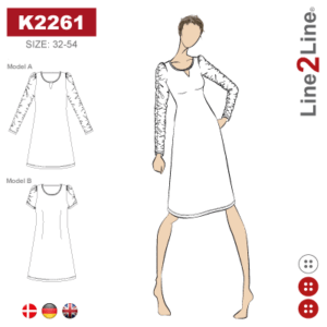 Line2Line-K2261-Kjole med rynket pufærme - stræk