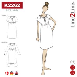 Line2Line-K2262-Raglan kjole med rynk og elastik