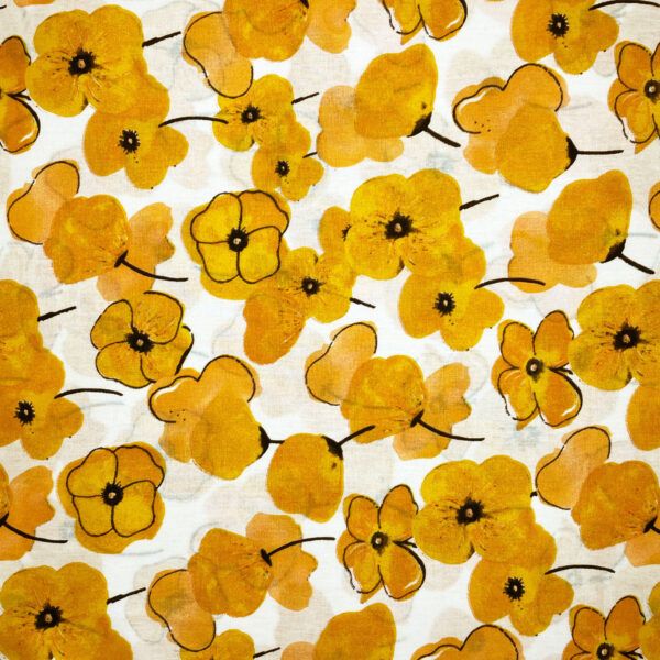 bomuld fast vævet gule valmuer blomster