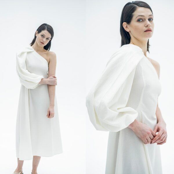 bomuld polyester fast vævet struktur hvid fibre mood kjolemønster FM791031