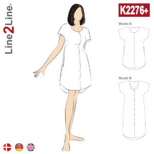 Line2Line-K2276+-Kjole med knaplukning og lommer - PLUS