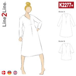 Line2Line-K2277+-Kjole med wienerlæg og V-hals - PLUS