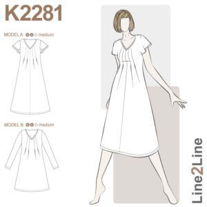 Line2Line-K2281-Kjole med læg foran og rynker