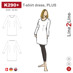 Line2Line-K290-T-shirt kjole, PLUS