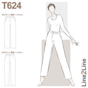 Line2Line-T624-Klassisk buks med skrålommer og linning