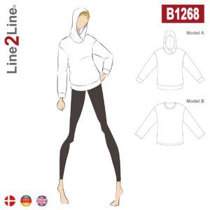 Line2Line-B1268- Løs hættetrøje med sænket skulder