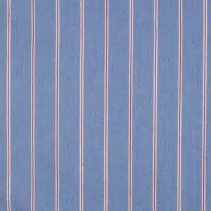 Denim med røde og hvide striber